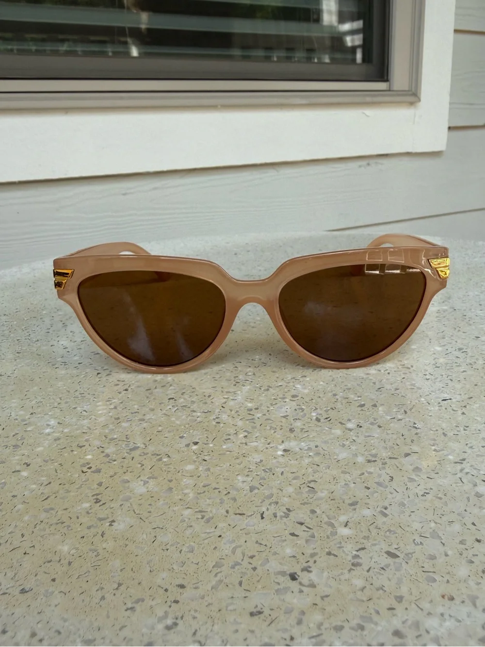 Women’s Beige Nude Sunglasses with Brown Lenses - Fashion Accessory